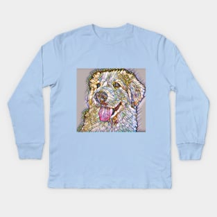 Great Pyrenees on Stained Glass Kids Long Sleeve T-Shirt